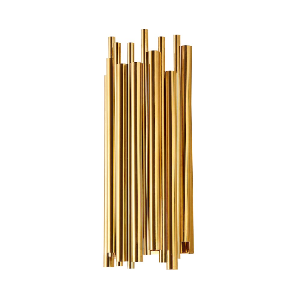 2-Light Gold Rod Stainless Steel Wall Sconce