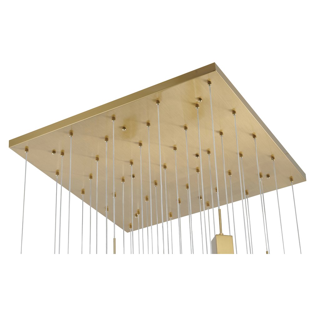 41-Light Gold Chandelier With Clear Block Bubble Crystals