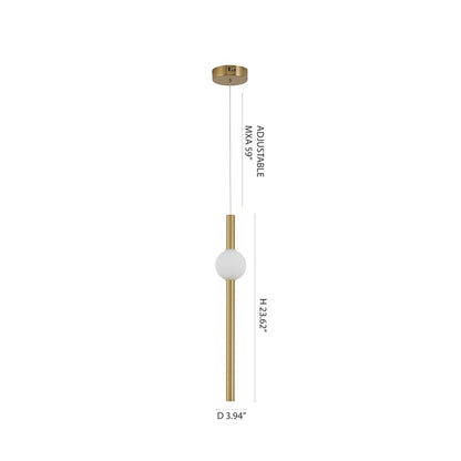 1-Light Gold LED Pendant With A White Glass Shade