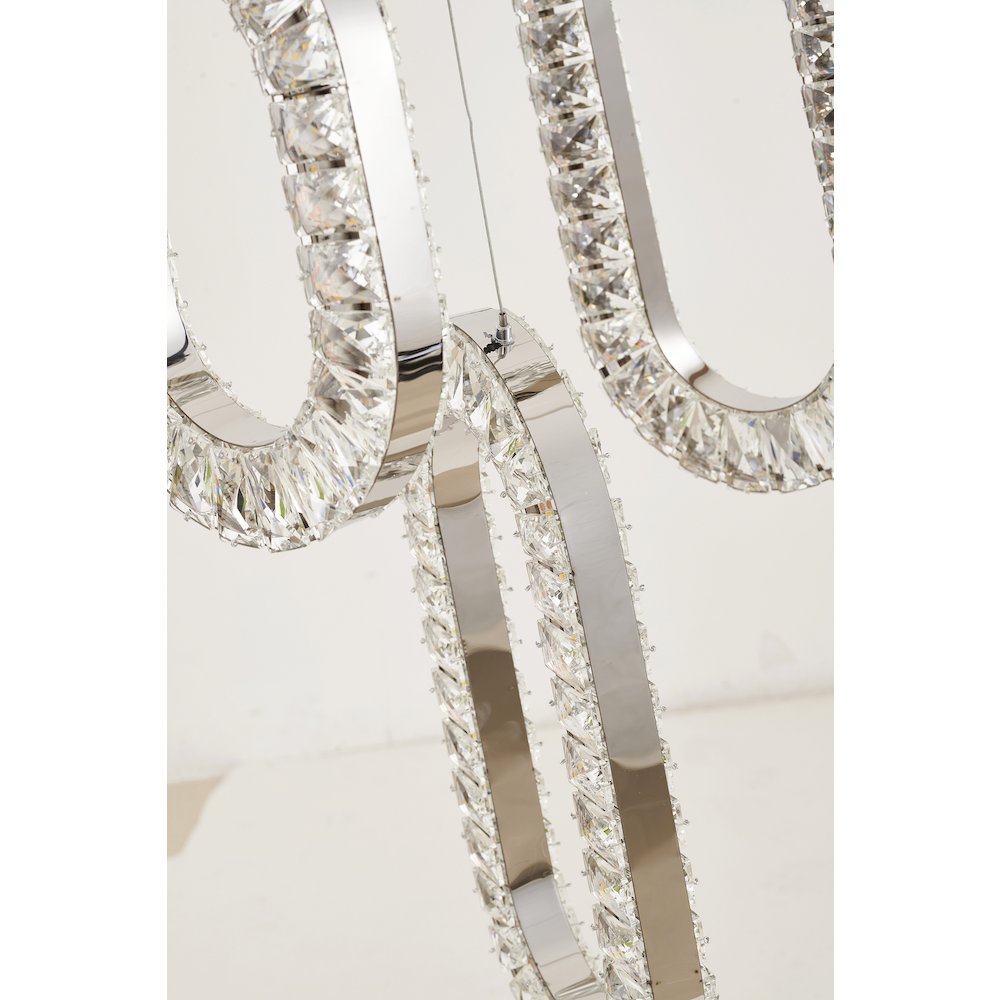 13-Light Chrome LED Chandelier With Clear Crystal Pendants