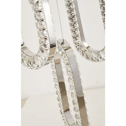 13-Light Chrome LED Chandelier With Clear Crystal Pendants