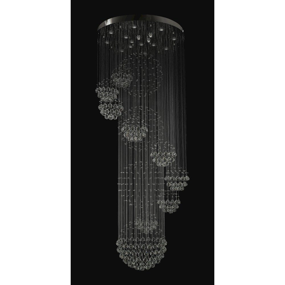16-Light Chrome Chandelier With Clear Hanging Crystals And Beads