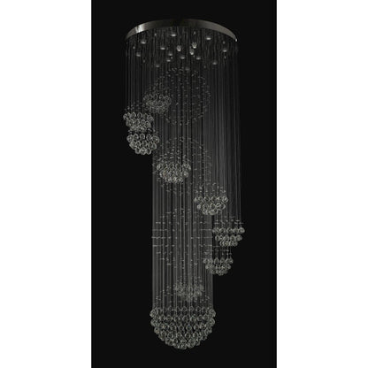 16-Light Chrome Chandelier With Clear Hanging Crystals And Beads