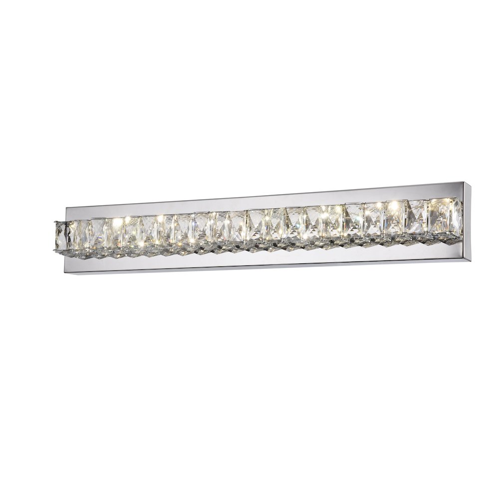 1-Light Chrome stainless steel LED Wall Sconce With Clear Crystal Accents