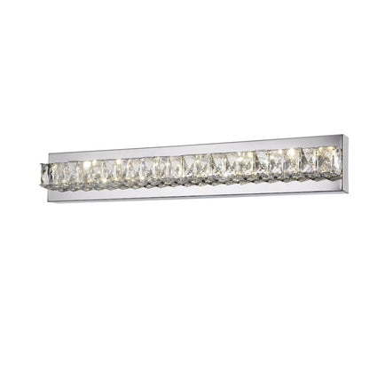 1-Light Chrome stainless steel LED Wall Sconce With Clear Crystal Accents