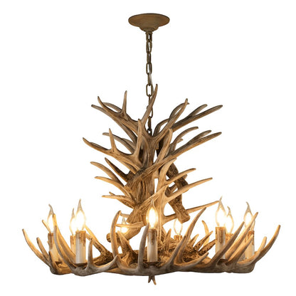 9-Light Faux Brown Antler Chandelier