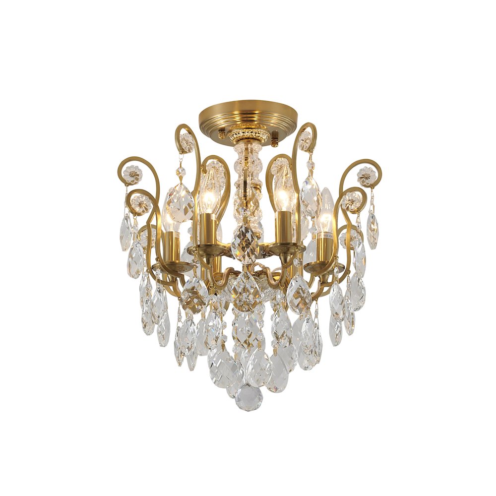 6-Light Antique Brass Chandelier With Clear Crystals