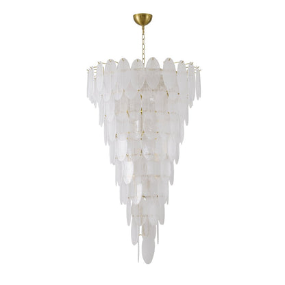 12-Light Brass Chandelier With Frosted Glass