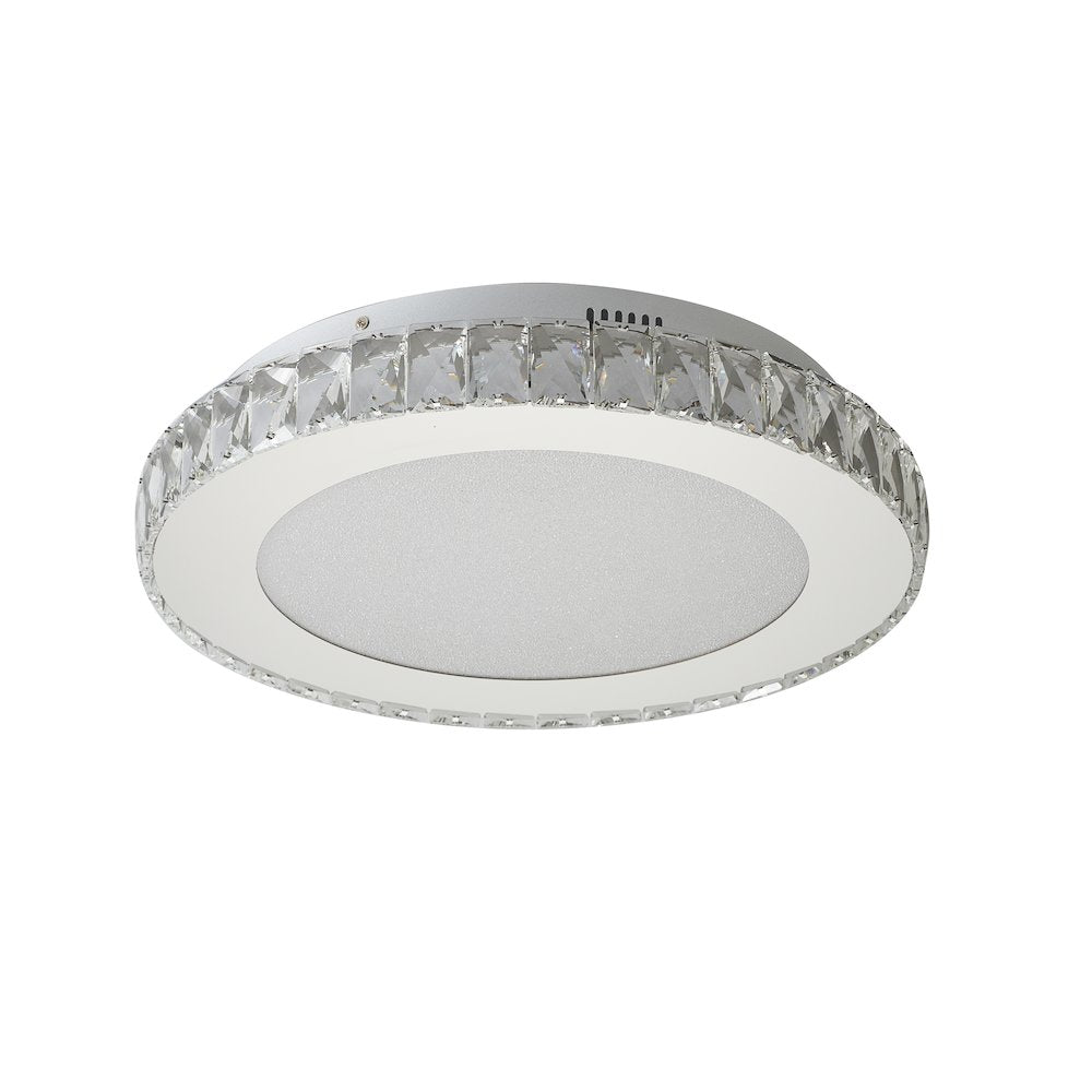 1-Light Chrome LED Chandelier With Clear Crystals