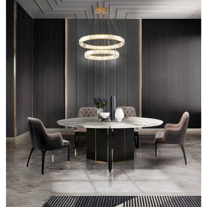 2-Light Gold Steel LED Chandelier With Crystals