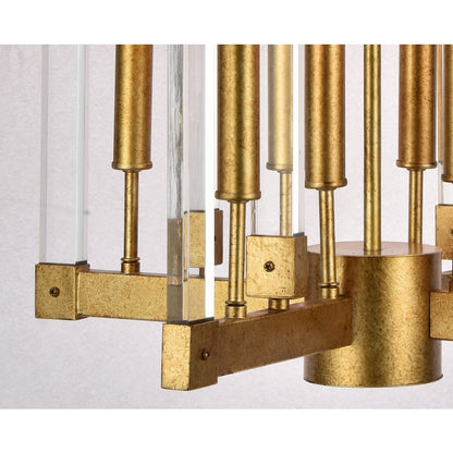 8-Light Antique Gold Chandelier With Clear Acrylic Arms