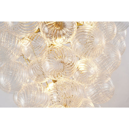 12-Light Brass Chandelier With Clear Swirl Glass Shades