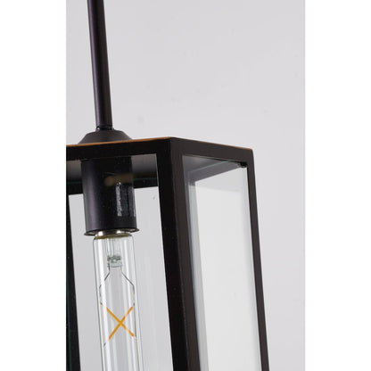 1-Light Bronze Black Outdoor Pendant With A Clear Glass Shade