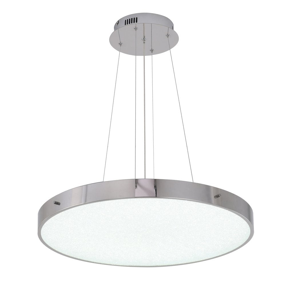 1-Light Chrome LED Chandelier With A Clear Acrylic Beaded Diffuser