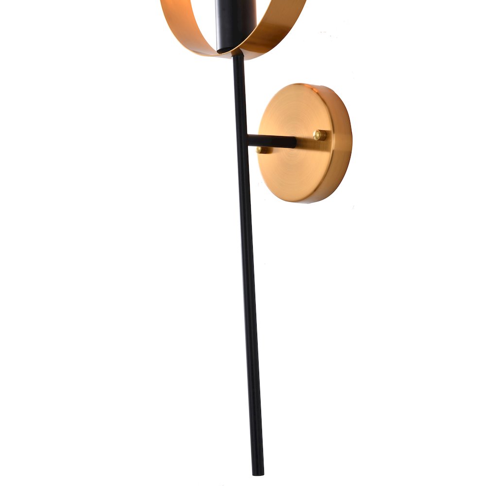1-Light Black And Golden Bronze Metal Wall Sconce