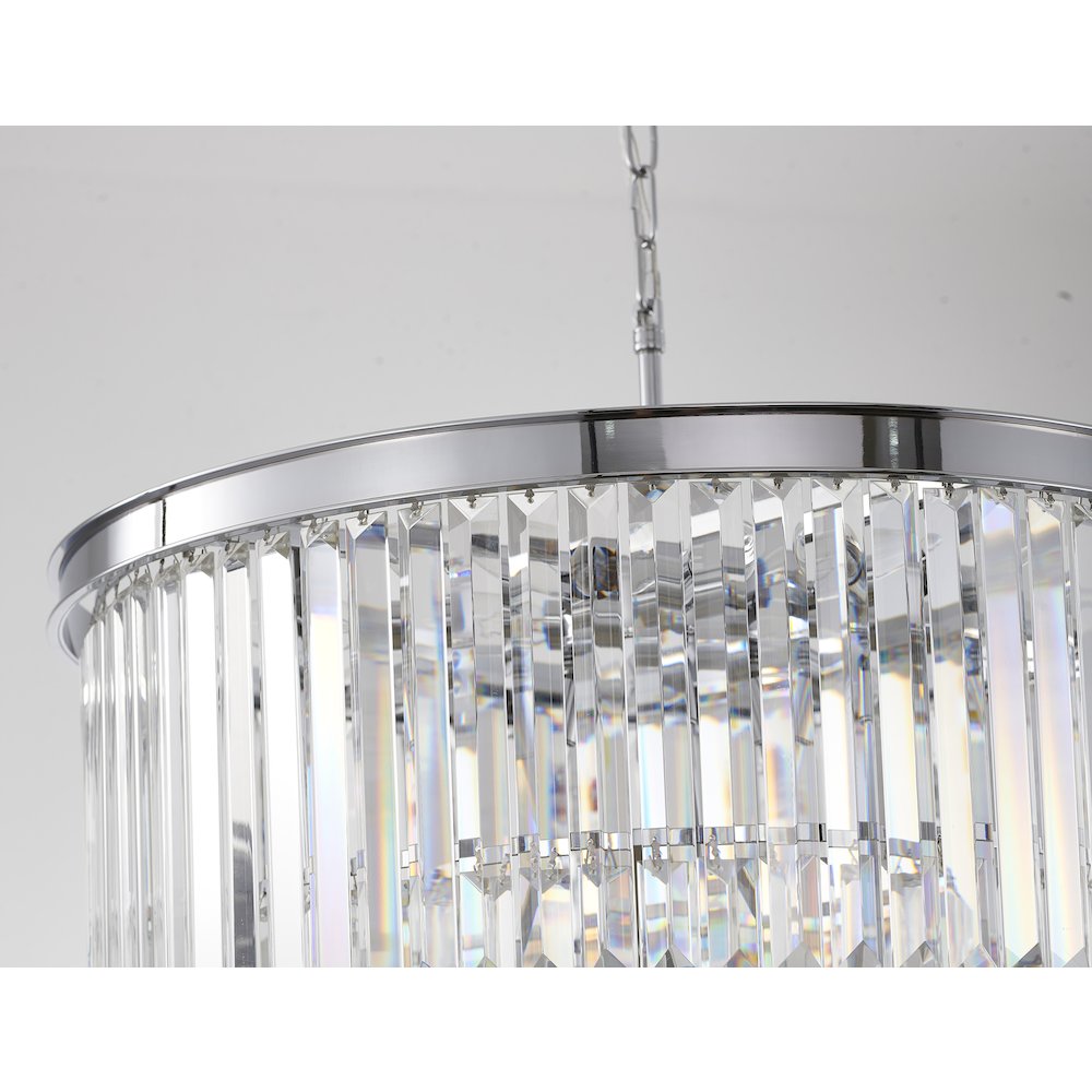 12-Light Chrome Chandelier With Clear Hanging Crystal