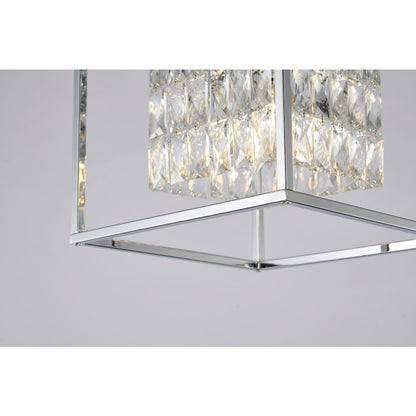4-Light Chrome Cage Chandelier With Clear Crystals