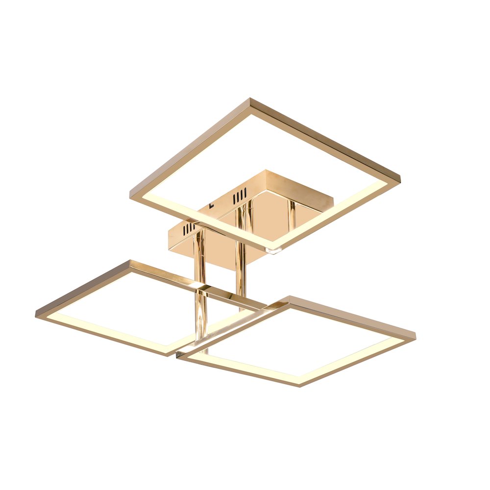 3-Light Gold LED Flush Mount With Acrylic Diffusers