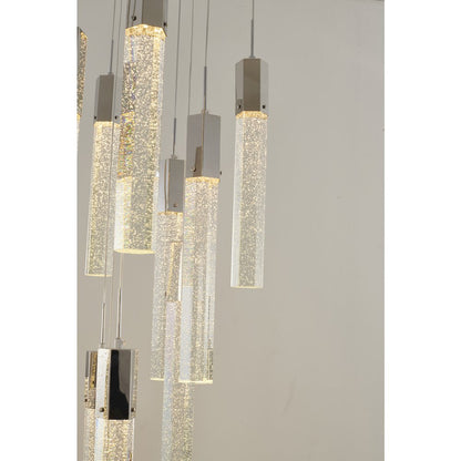 25-Light Chrome Metal Chandelier With Clear Bubble Crystals