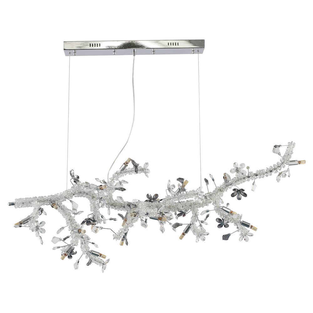 20-Light Chrome Chandelier With Clear And Smoke Crystals
