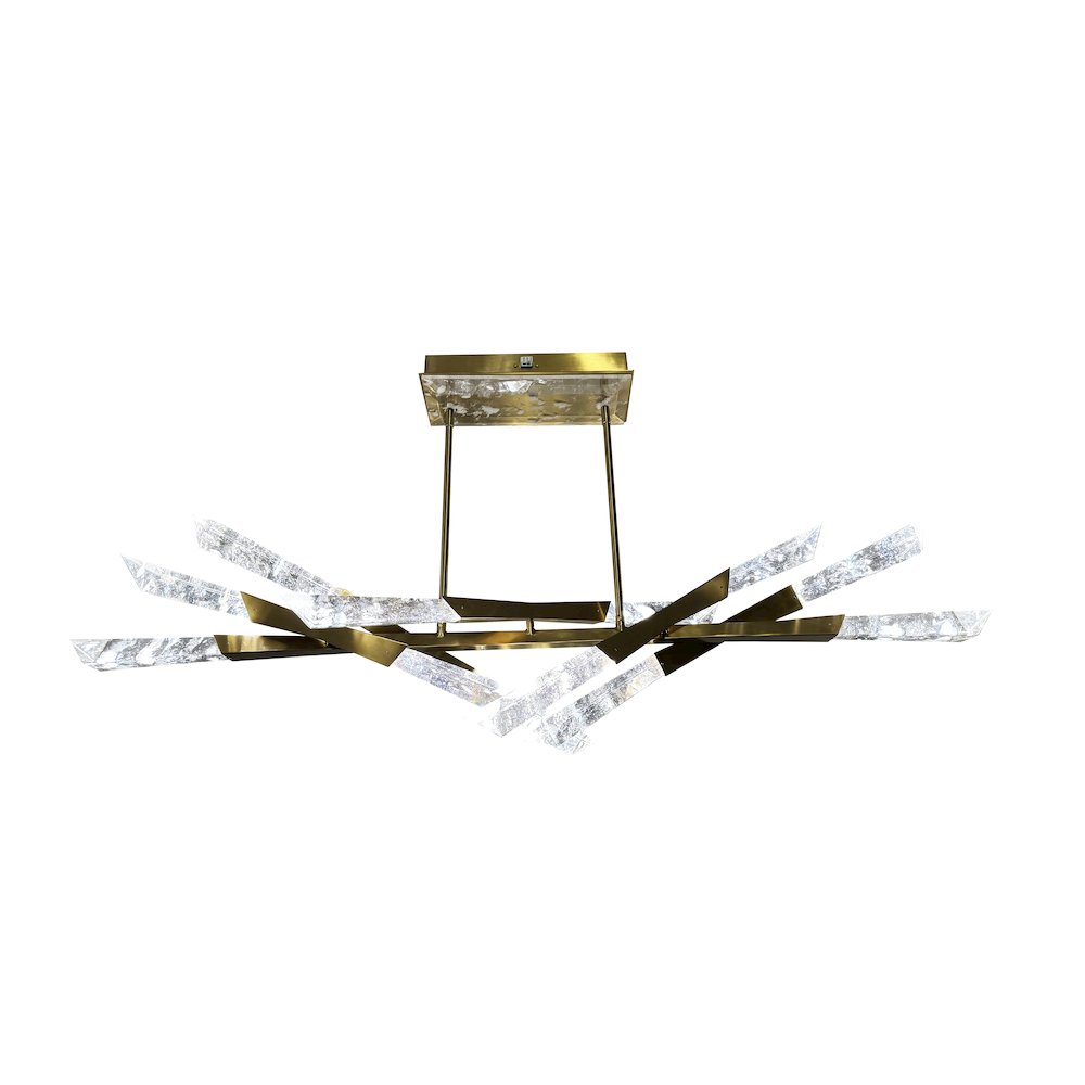 12-Light Dimmable Satin Brass LED Chandelier With Clear Snowflake Crystals