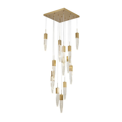 15-Light Gold Chandelier With A Clear iceberg bubble Crystal