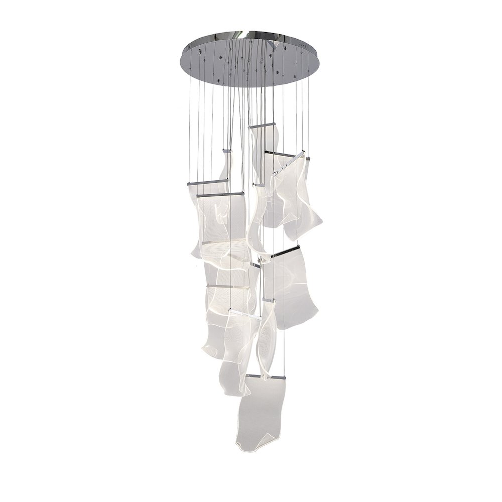 8-Light Chrome Chandelier With Acrylic Crumbled Sheet Pendants