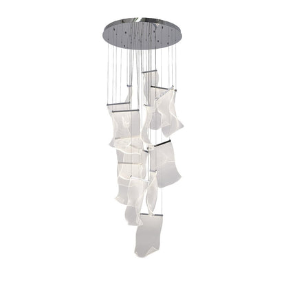 8-Light Chrome Chandelier With Acrylic Crumbled Sheet Pendants