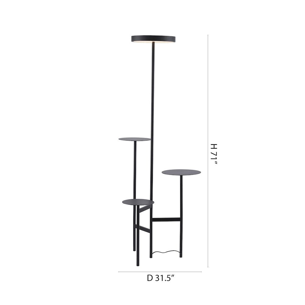 1-Light Black Iron LED Floor Lamp With A White Acrylic Shade