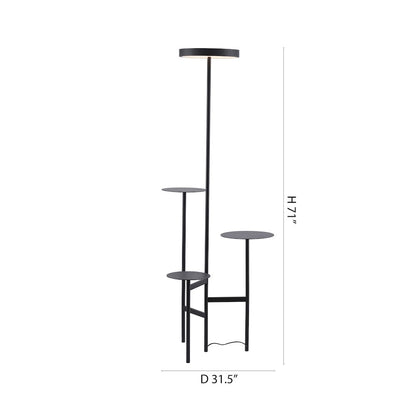 1-Light Black Iron LED Floor Lamp With A White Acrylic Shade