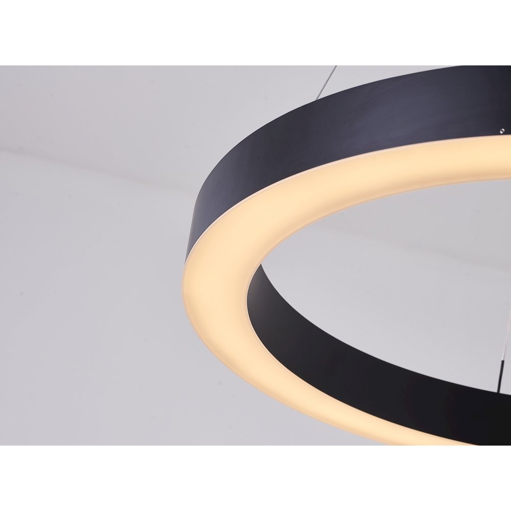 1-Light Matte Black LED Halo Ring Chandelier