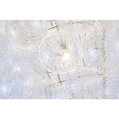 12-Light Brass Chandelier With Clear Swirl Glass Shades