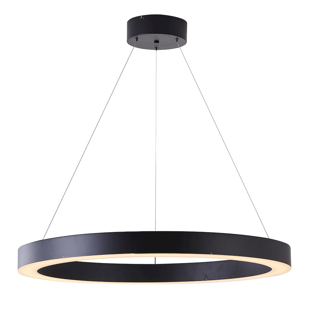 1-Light Matte Black LED Halo Ring Chandelier