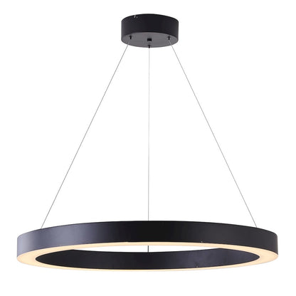 1-Light Matte Black LED Halo Ring Chandelier