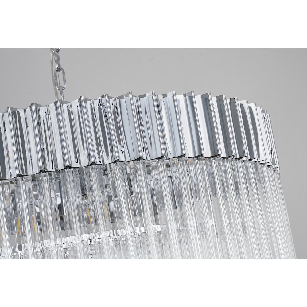 12-Light Chrome Chandelier With Clear Crystals
