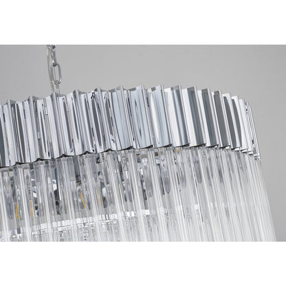 12-Light Chrome Chandelier With Clear Crystals