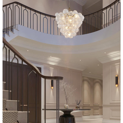 8-Light Brass Chandelier With Clear Swirl Glass Shade