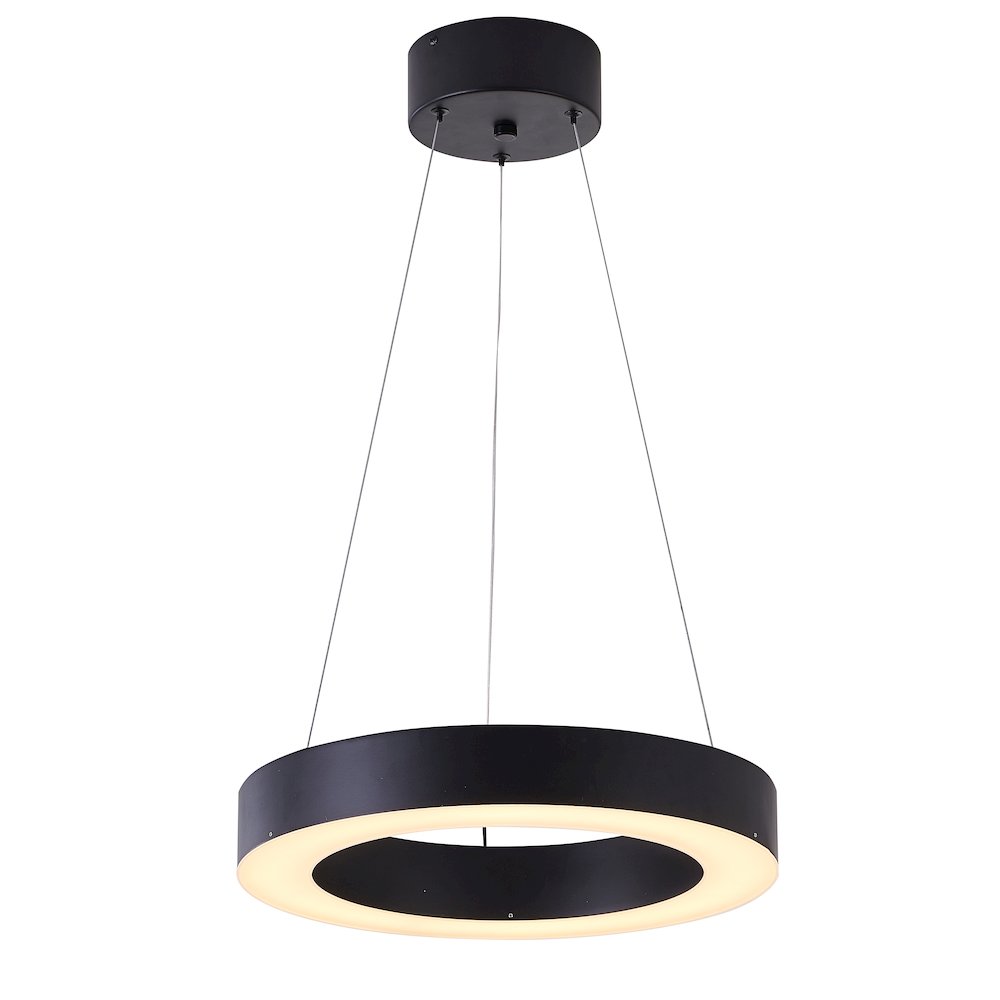 1-Light Matte Black LED Halo Ring Chandelier