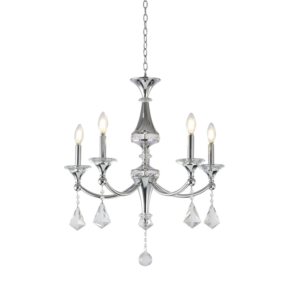 5-Light Chrome Chandelier With Clear And Champagne Crystals
