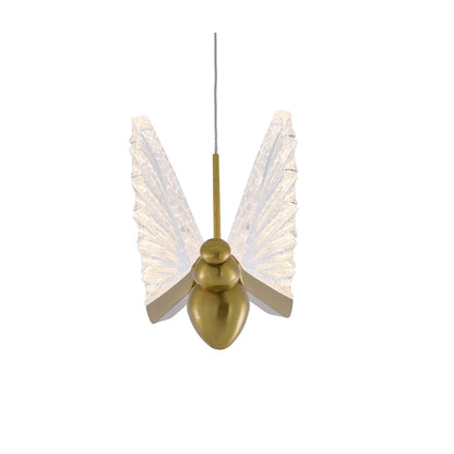 1-Light Stain Brass LED Pendant In a Butterfly Shape