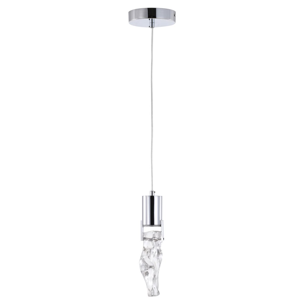 1-Light Chrome LED Single Pendant With A Clear Glass Shade
