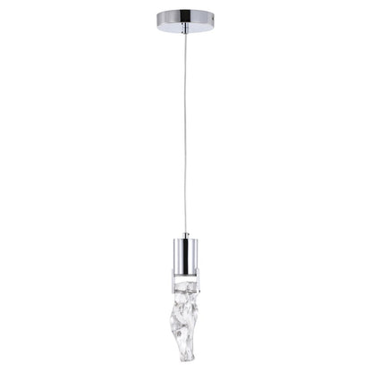 1-Light Chrome LED Single Pendant With A Clear Glass Shade