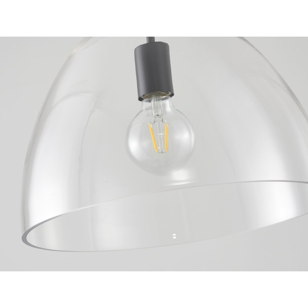 1-Light Black Semi Flush Mount With A Clear Glass Shade