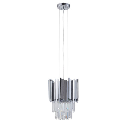 4-Light Chrome Stainless Steel Pendant With Clear Crystals
