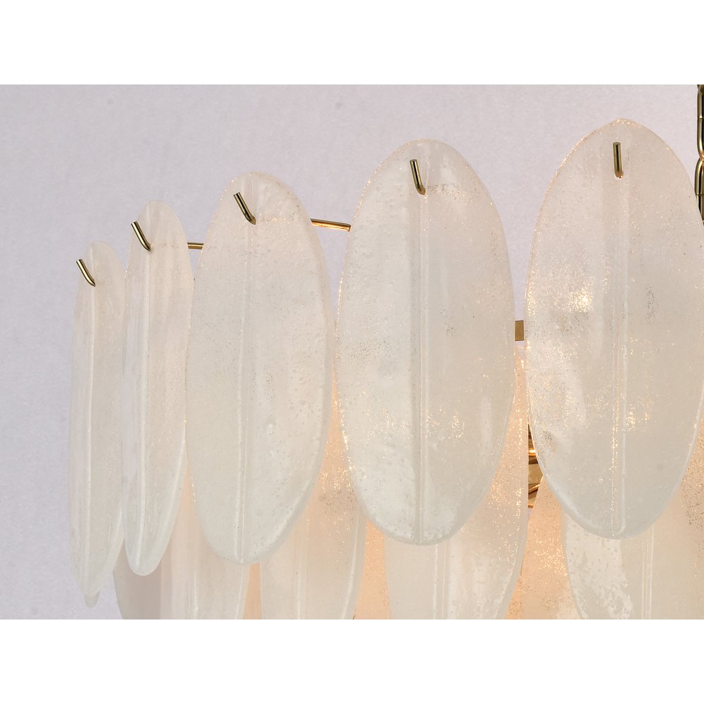 22-Light Brass Chandelier With Frosted Petal Glass