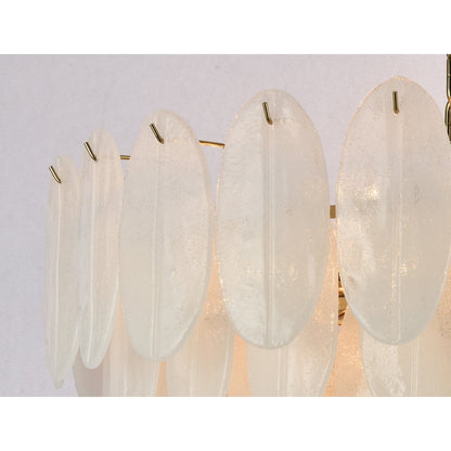 22-Light Brass Chandelier With Frosted Petal Glass