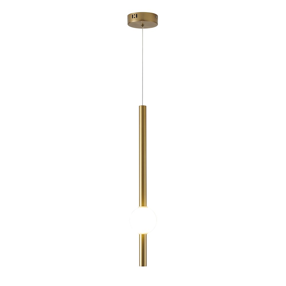 1-Light Gold LED Pendant With A White Acrylic Shade