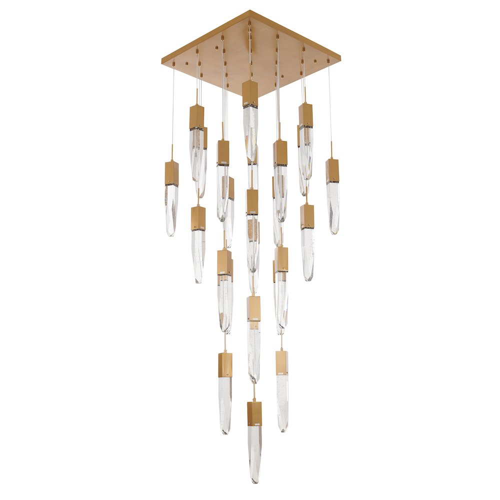 25-Light Gold Chandelier With A Clear iceberg bubble Crystal