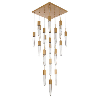 25-Light Gold Chandelier With A Clear iceberg bubble Crystal