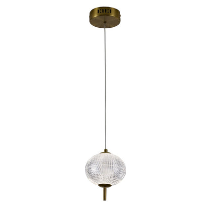 1-Light Brass Dimmable LED Single Pendant With A Clear PC Shade